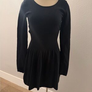 American Eagle Outfitters Black Long Sleeve Fit-and-Flare Dress